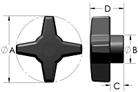 4P3 4-Prong Knob Line Drawing